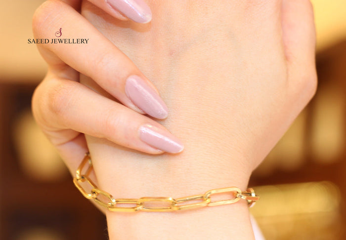 Paperclip Bracelet Made Of 21K Yellow Gold by Saeed Jewelry-28411