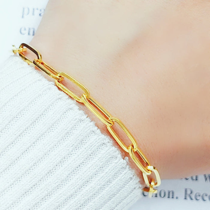 21K Paperclip Bracelet Made of 21K Yellow Gold by Saeed Jewelry-27143