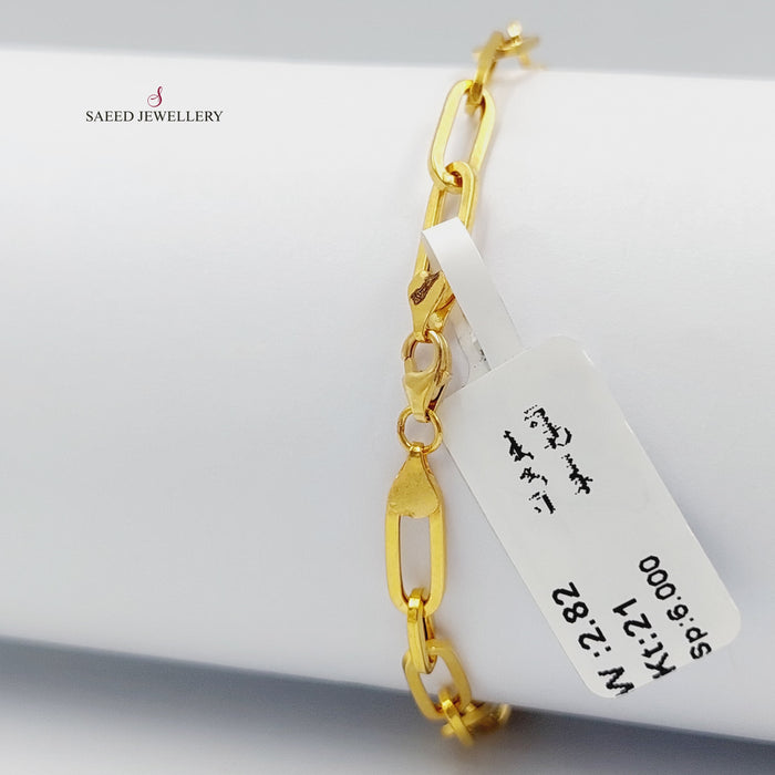 21K Paperclip Bracelet Made of 21K Yellow Gold by Saeed Jewelry-27059
