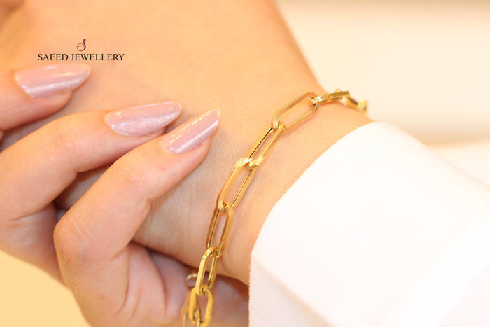 Paperclip Bracelet Made Of 21K Yellow Gold by Saeed Jewelry-28411