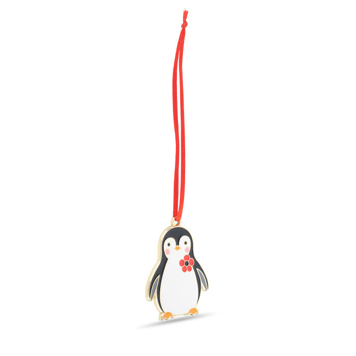 Percy Penguin with Poppy Enamel Christmas Decoration
