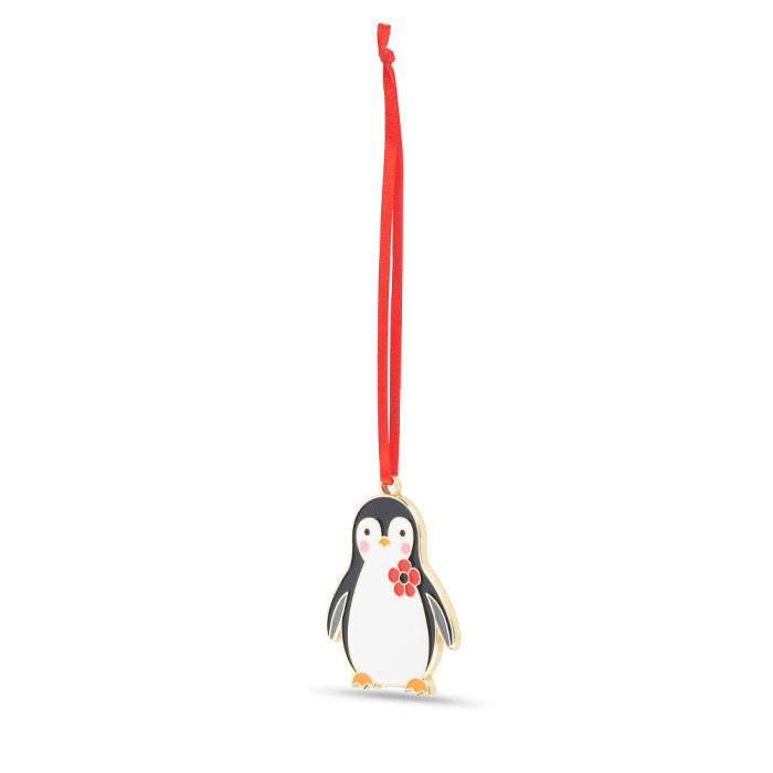 Percy Penguin with Poppy Enamel Christmas Decoration