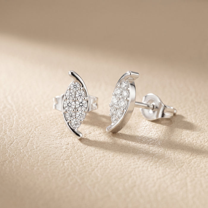Round Cut Lab Grown Diamond Stud Earrings in Silver