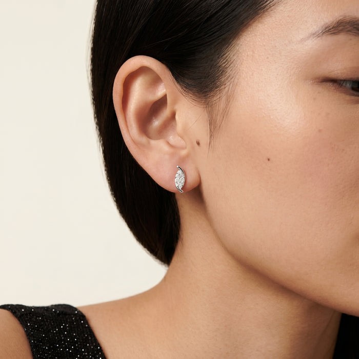 Round Cut Lab Grown Diamond Stud Earrings in Silver