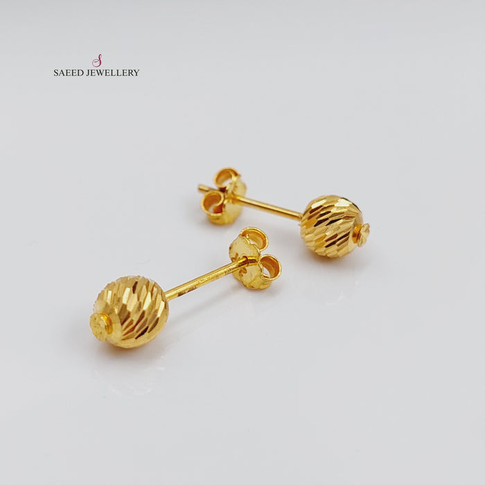 Plain Screw Earrings Made Of  21K Yellow Gold by Saeed Jewelry-27426