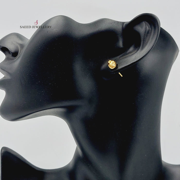 Plain Screw Earrings Made Of  21K Yellow Gold by Saeed Jewelry-27426