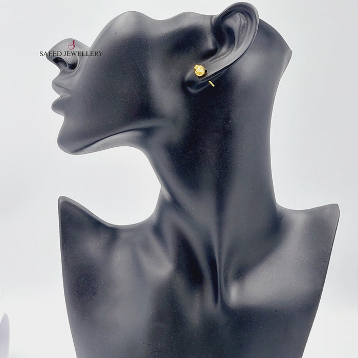 Plain Screw Earrings Made Of  21K Yellow Gold by Saeed Jewelry-27426