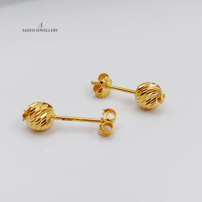 Plain Screw Earrings Made Of  21K Yellow Gold by Saeed Jewelry-27426
