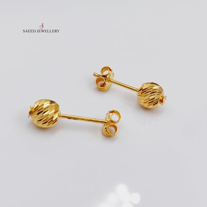 Plain Screw Earrings Made Of  21K Yellow Gold by Saeed Jewelry-27426