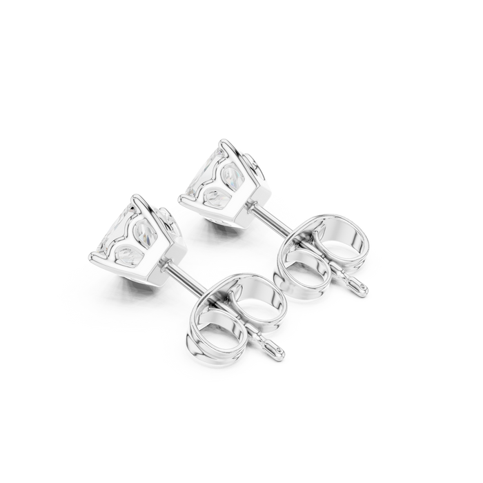 Princess Cut Lab Grown Diamond Stud Earrings in Silver