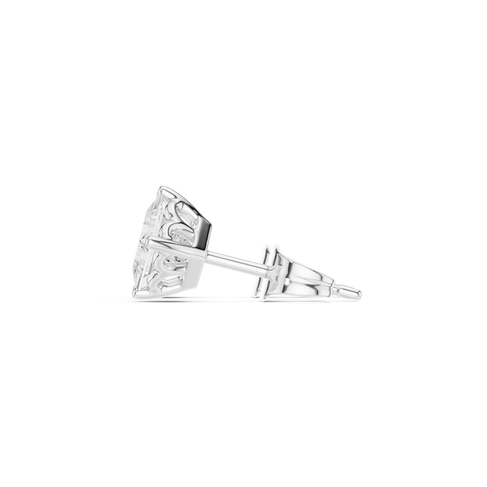 Princess Cut Lab Grown Diamond Stud Earrings in Silver