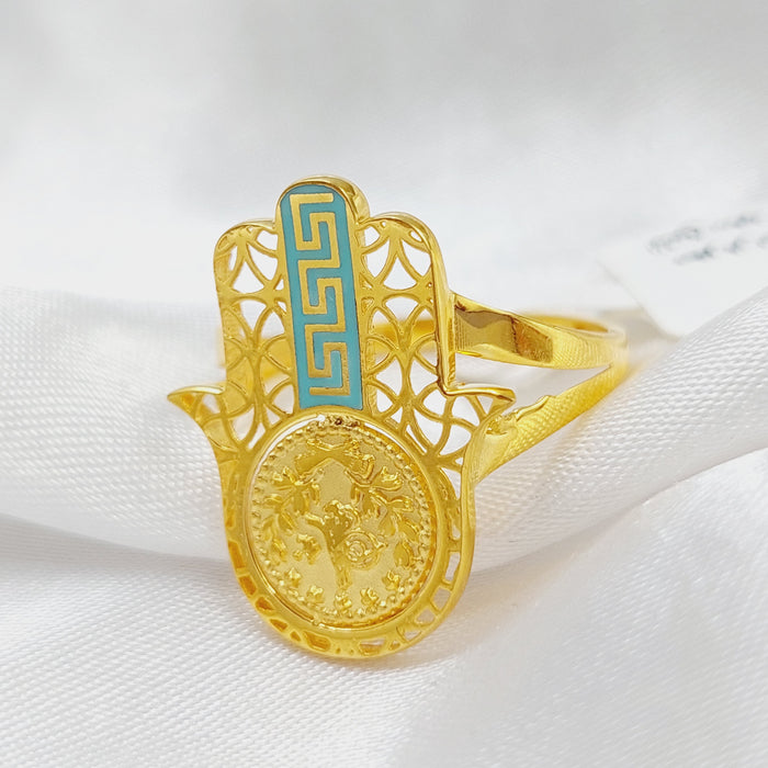 21K Rashadi Hand Ring Made of 21K Yellow Gold by Saeed Jewelry-25883