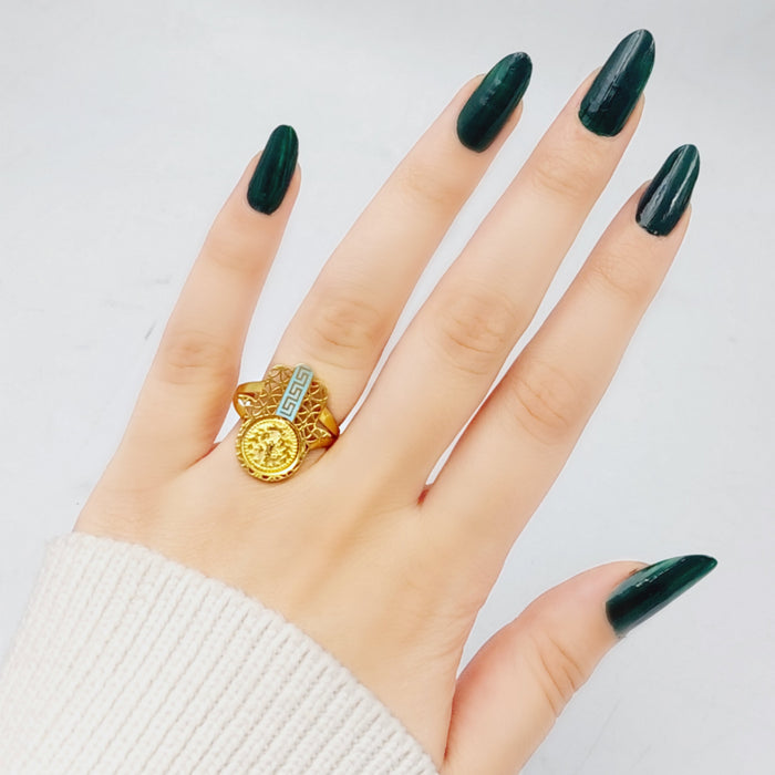 21K Rashadi Hand Ring Made of 21K Yellow Gold by Saeed Jewelry-25883