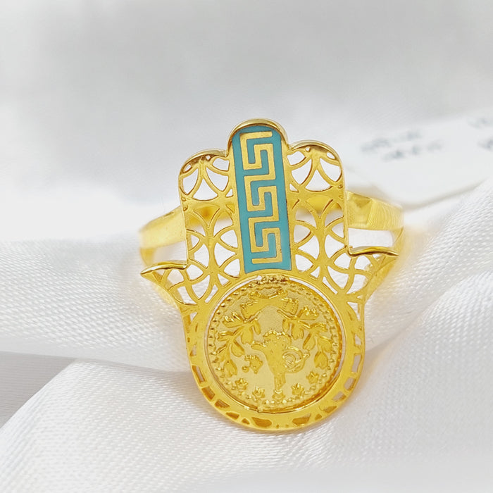 21K Rashadi Hand Ring Made of 21K Yellow Gold by Saeed Jewelry-25883