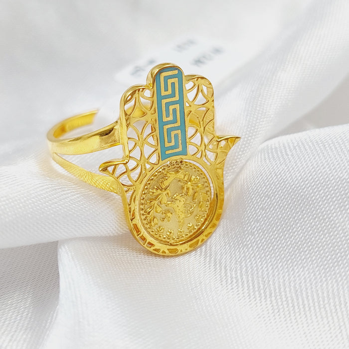 21K Rashadi Hand Ring Made of 21K Yellow Gold by Saeed Jewelry-25883