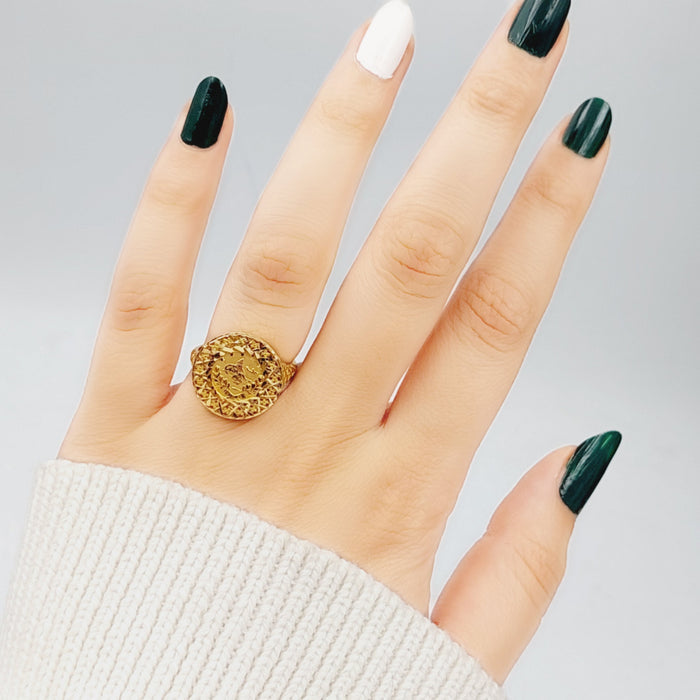 21K Rashadi Model Ring Made of 21K Yellow Gold by Saeed Jewelry-26809