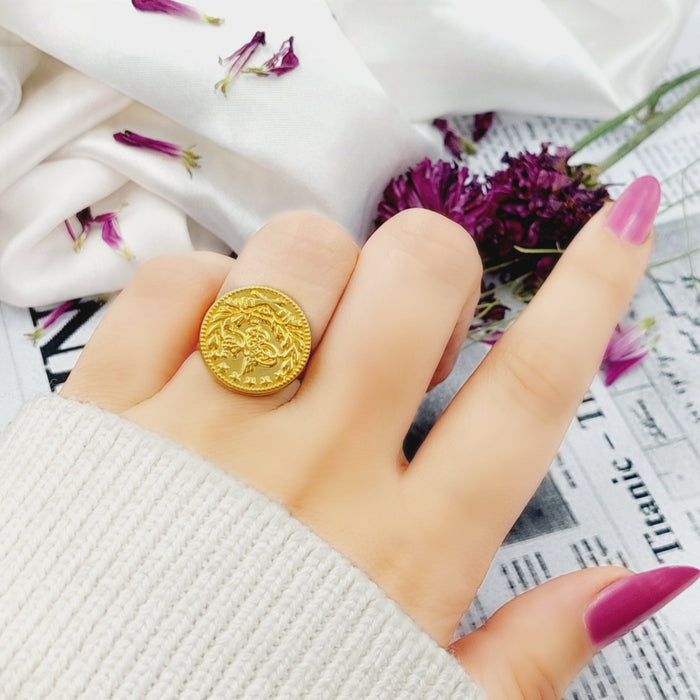 21K Rashadi Ring Made of 21K Yellow Gold by Saeed Jewelry-26269