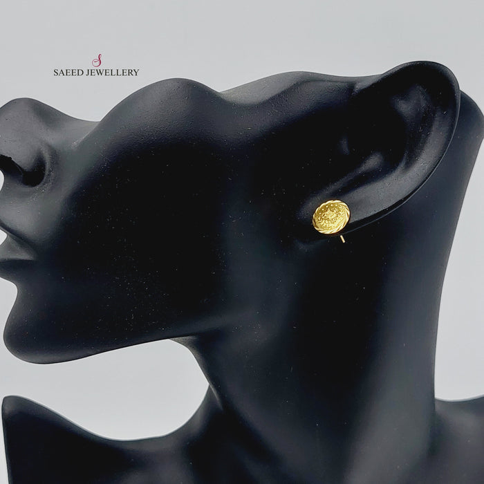 21K Rashadi screw Earrings Made of 21K Yellow Gold by Saeed Jewelry-حلق-برغي-بيبي-رشادي