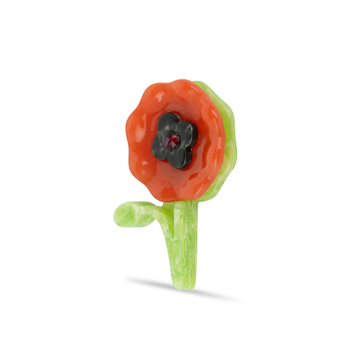 Resin Poppy with Stem Brooch