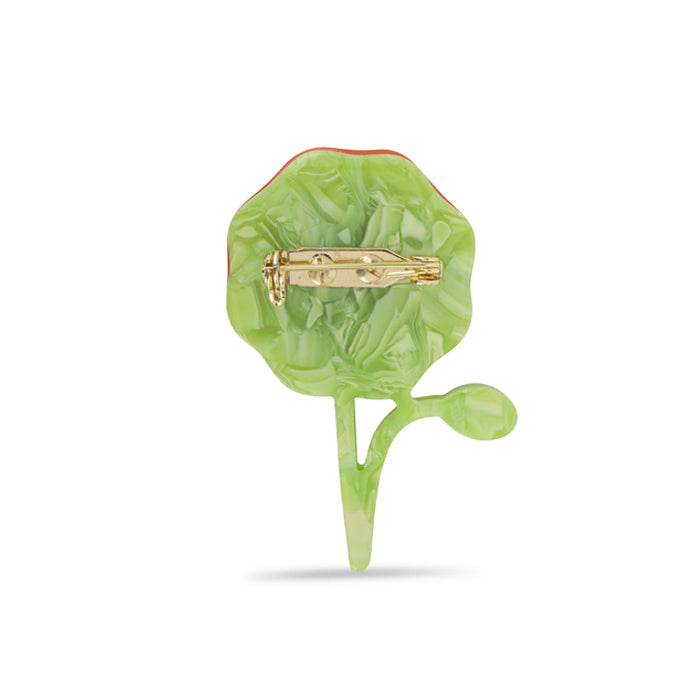 Resin Poppy with Stem Brooch