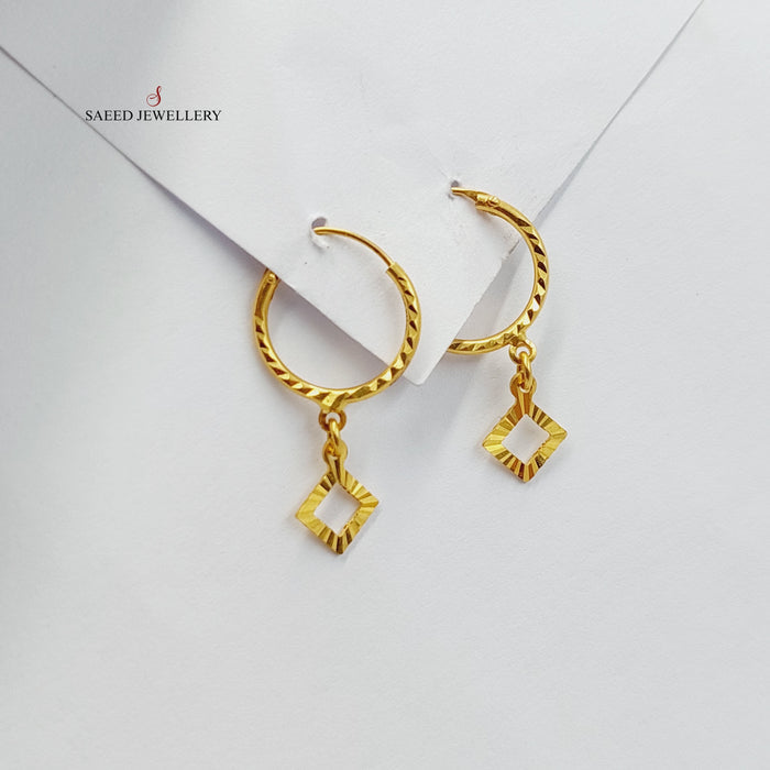 Rhombus Earrings  Made Of 21K Yellow Gold by Saeed Jewelry-29137