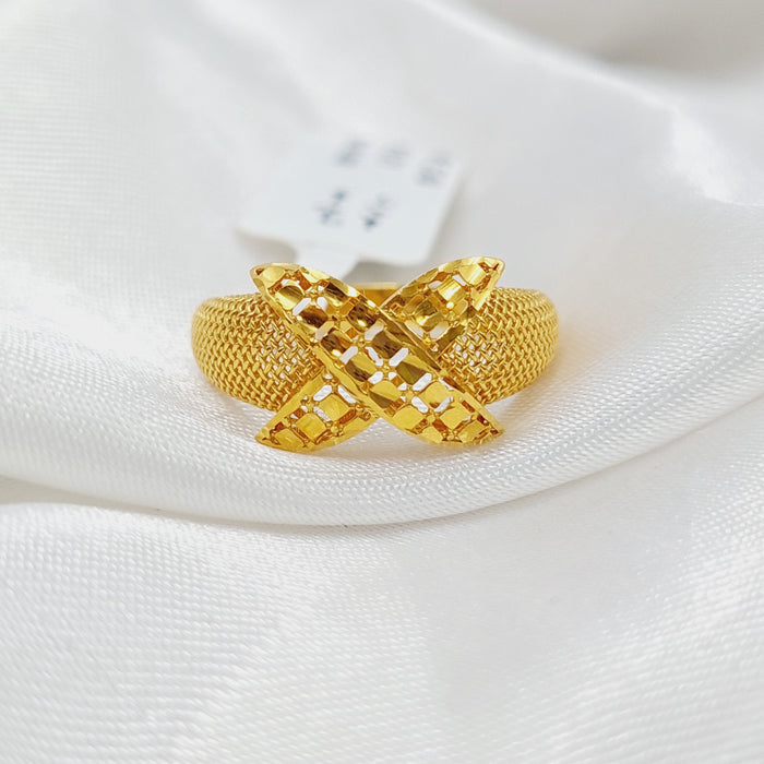 X Style Ring Made Of 21K Yellow Gold by Saeed Jewelry-27590