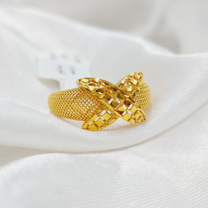 X Style Ring Made Of 21K Yellow Gold by Saeed Jewelry-27590