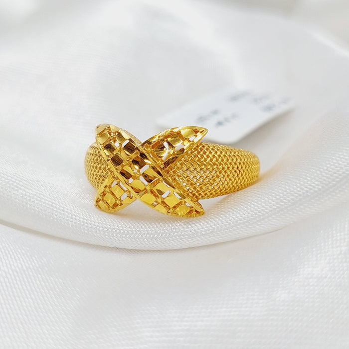 X Style Ring Made Of 21K Yellow Gold by Saeed Jewelry-27590