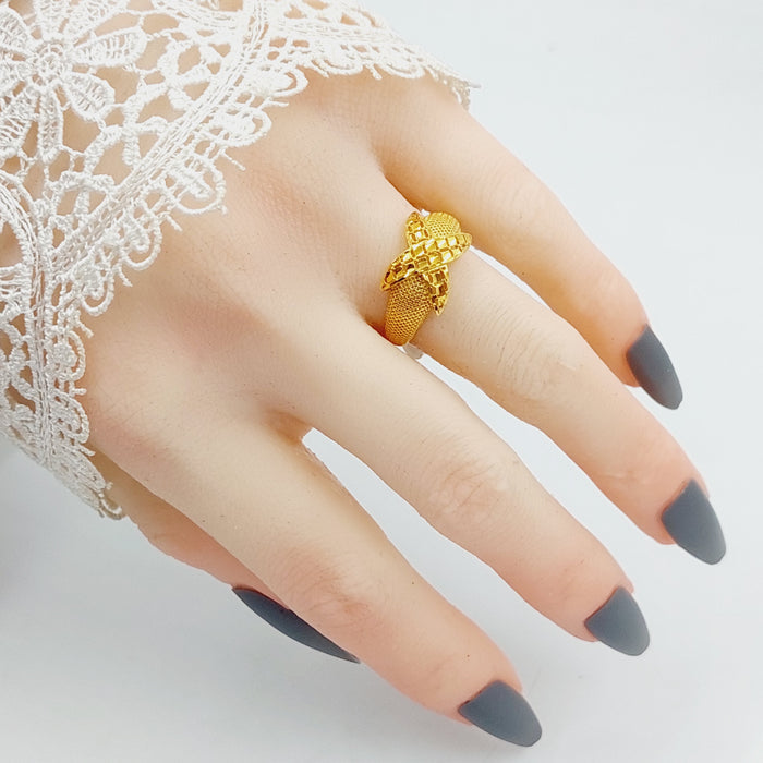 X Style Ring Made Of 21K Yellow Gold by Saeed Jewelry-27590