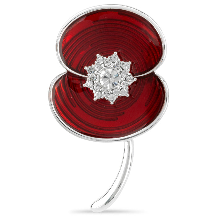 Ripple Crystal Centre Poppy Brooch