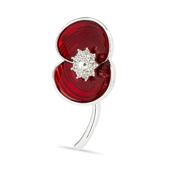 Ripple Crystal Centre Poppy Brooch