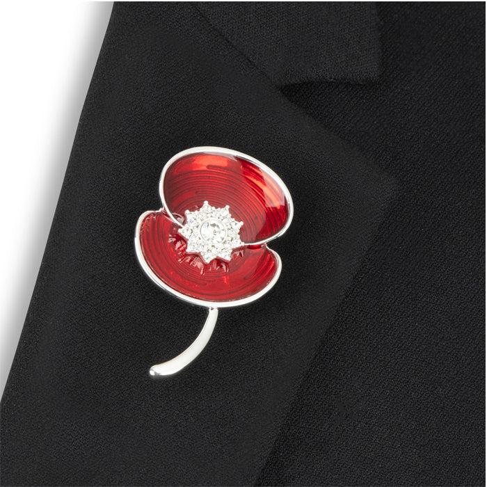 Ripple Crystal Centre Poppy Brooch