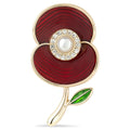 Ripple Pearl Centre Poppy Leaf Brooch