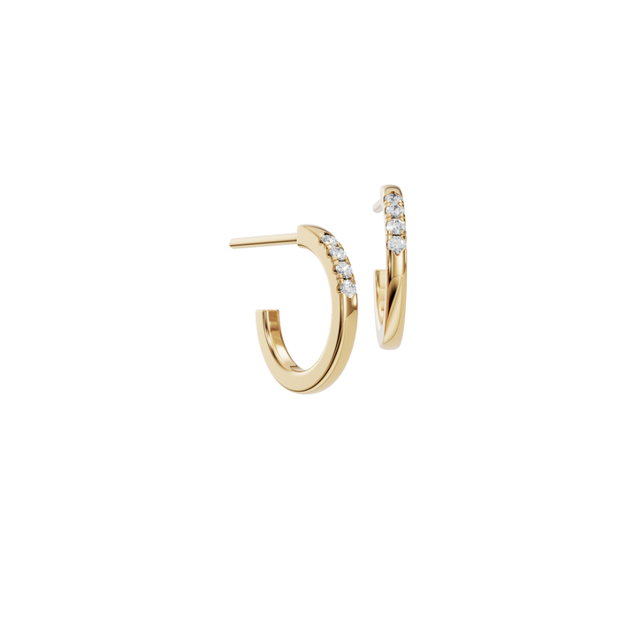 Round Cut Lab Grown Diamond Bezel Set Open Hoop Earrings