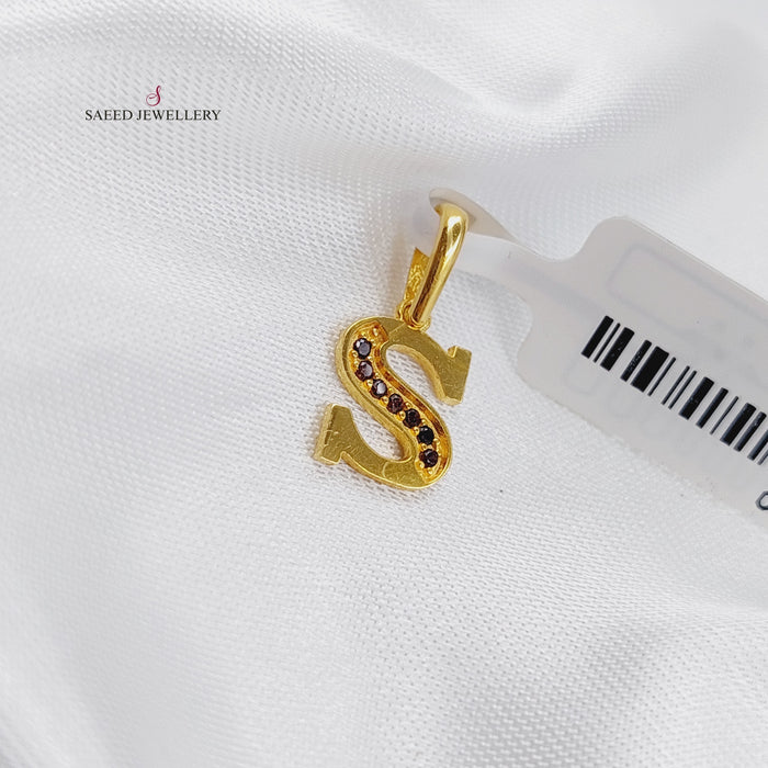 21K S Letter Pendant Made of 21K Yellow Gold by Saeed Jewelry-20952