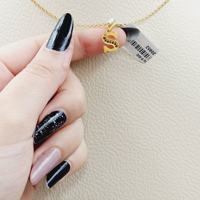 21K S Letter Pendant Made of 21K Yellow Gold by Saeed Jewelry-20952