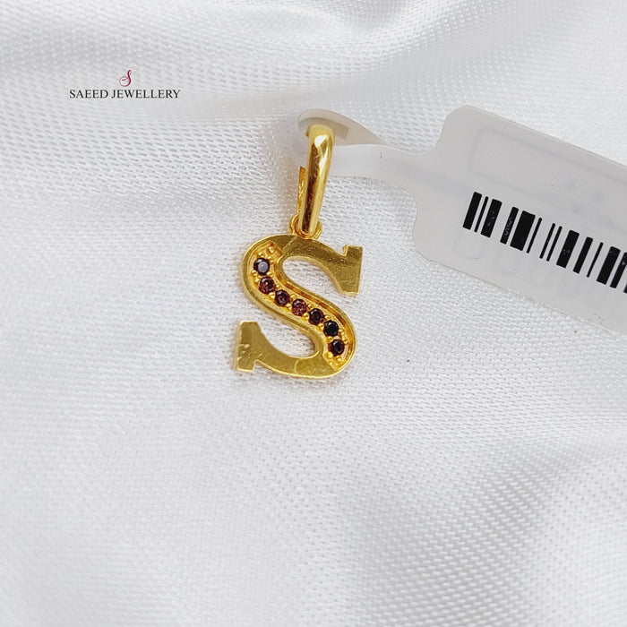 21K S Letter Pendant Made of 21K Yellow Gold by Saeed Jewelry-20952