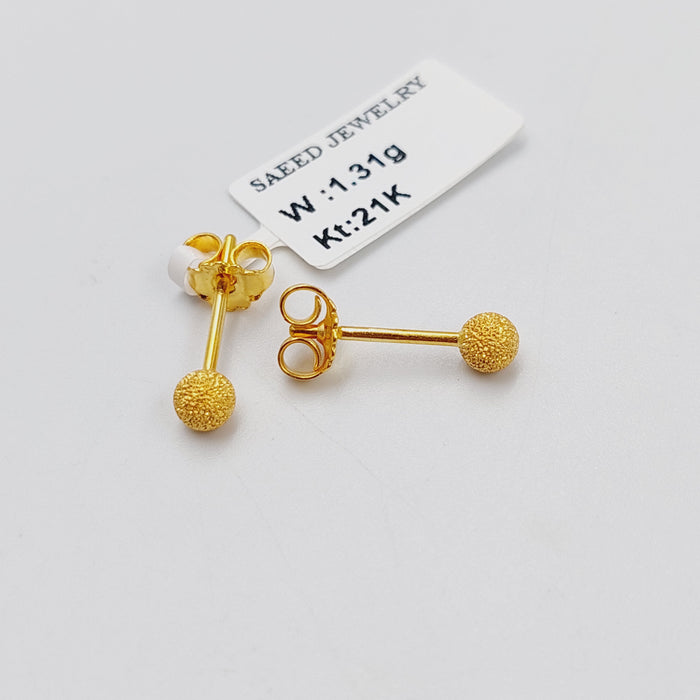 21K حلق برغي رشة السكر-مجوهرات الشيخ سعيد-Saeed Jewelry