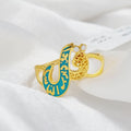 21K (Say) Enamel Ring Made of 21K Yellow Gold by Saeed Jewelry-26511