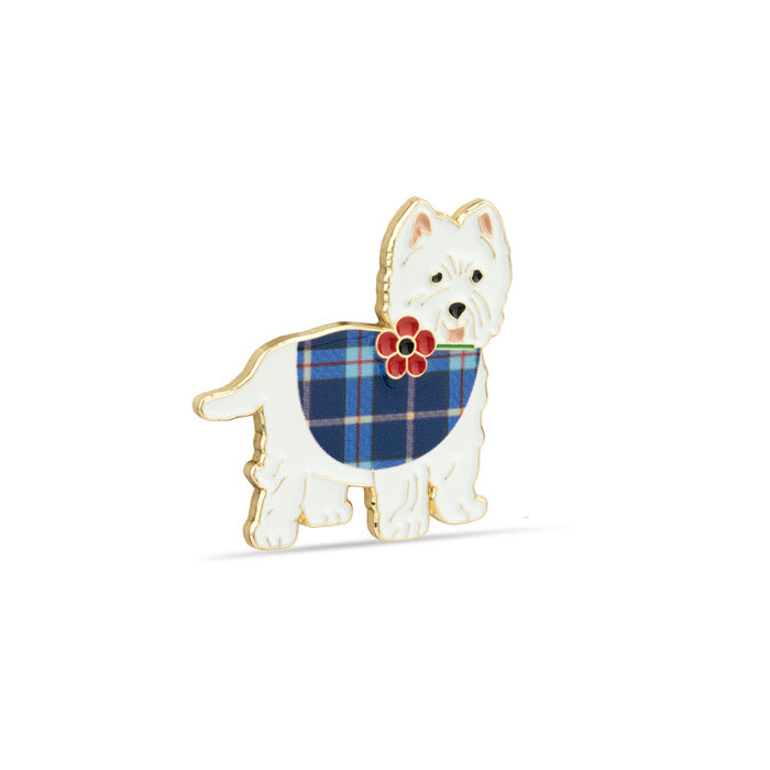 Scottie Dog Tartan Coat Poppy Badge