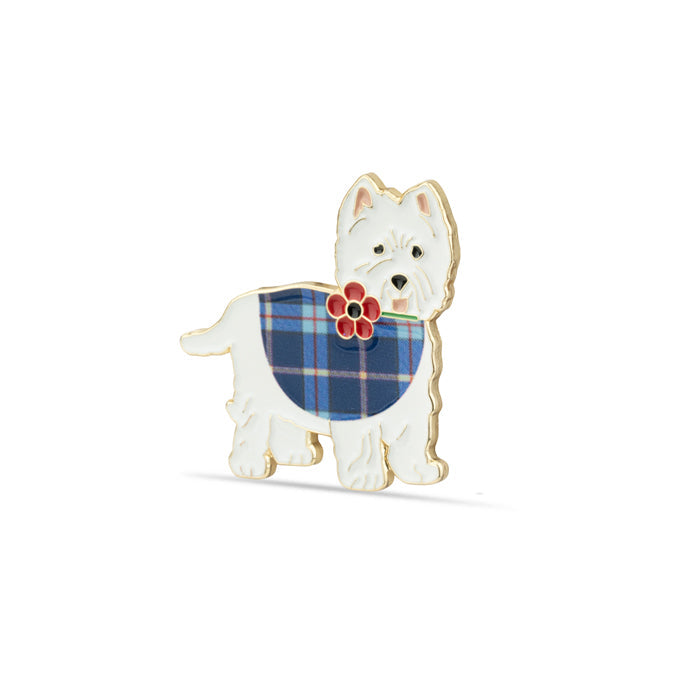 Scottie Dog Tartan Coat Poppy Badge