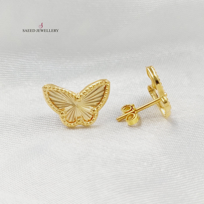 18K حلق فراشة برغي-مجوهرات الشيخ سعيد-Saeed Jewelry