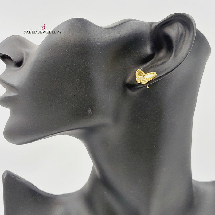 18K حلق فراشة برغي-مجوهرات الشيخ سعيد-Saeed Jewelry