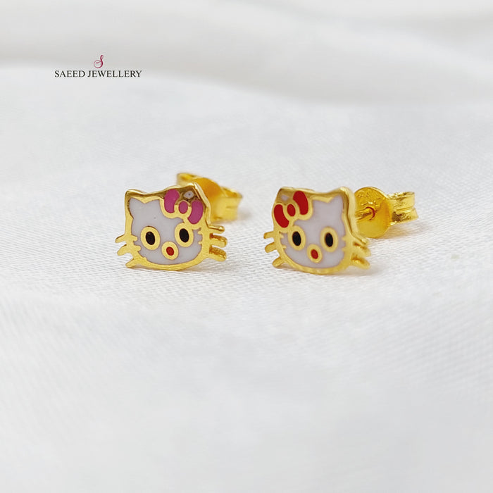21K Gold Screw Earrings by Saeed Jewelry - Image 1