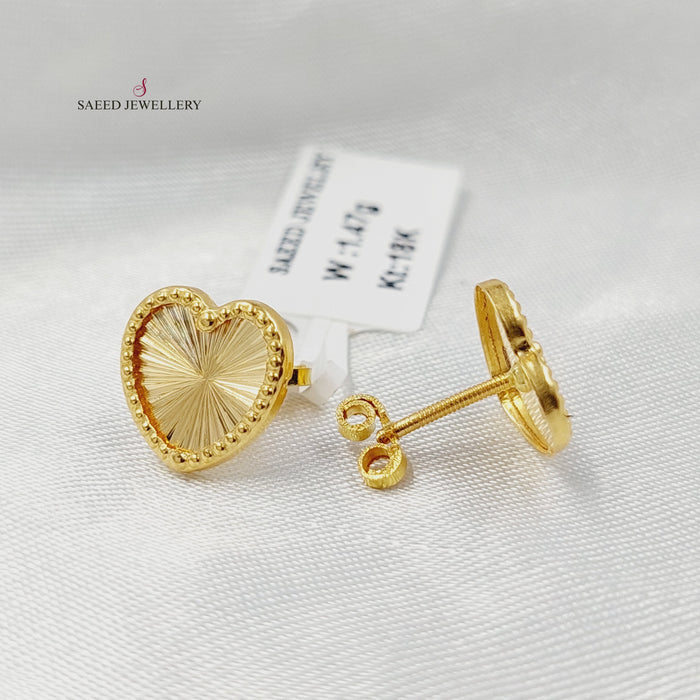 18K حلق قلب برغي-مجوهرات الشيخ سعيد-Saeed Jewelry