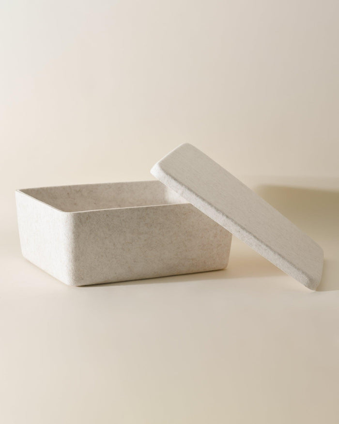 Sculpted Bin – Large with Lid, Set of 3