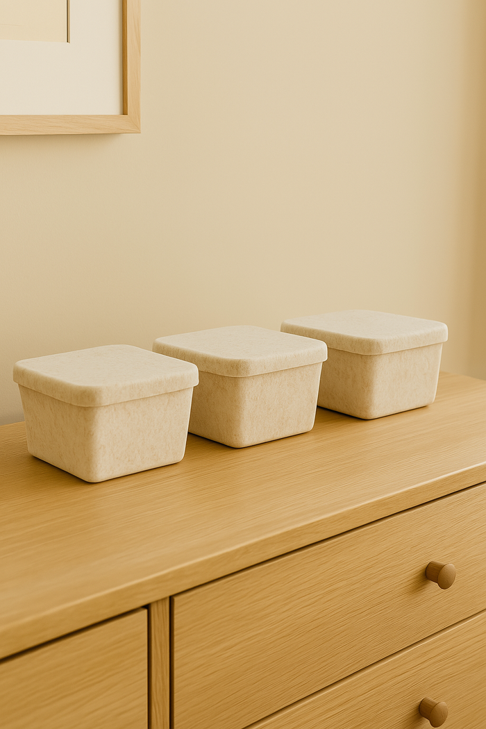 Sculpted Bin – Petite with Lid, Set of 3
