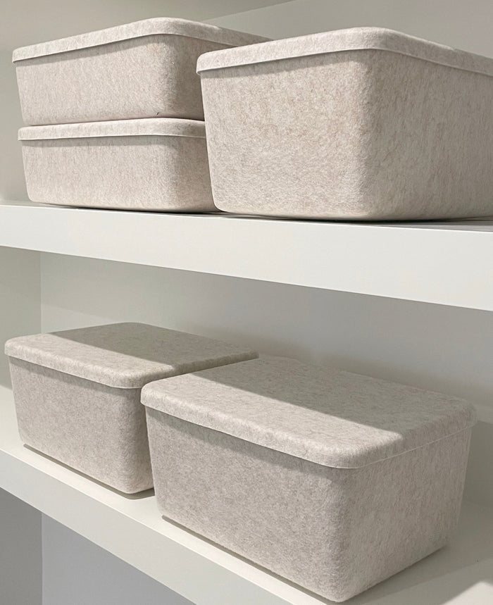 Sculpted Bin – Wide with Lid