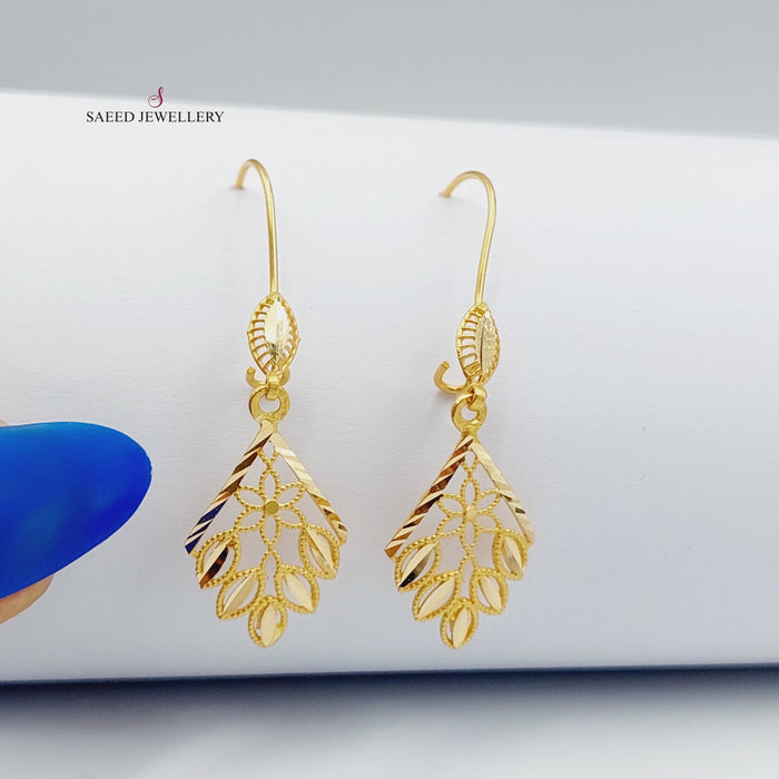 Shankal Spike Earrings Made Of 21K Yellow Gold by Saeed Jewelry-27405