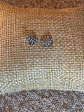 Signed Avon Silver-Tone Heart Crystal Cluster Stud Earrings